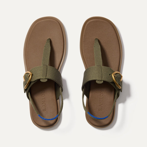 The T–Strap Sandal - Safari Green